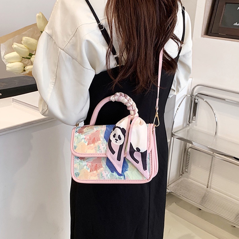 Túi Đeo Chéo Dáng Vuông Nhỏ In Họa Tiết Hoạt Hình Thời Trang Cho Nữ