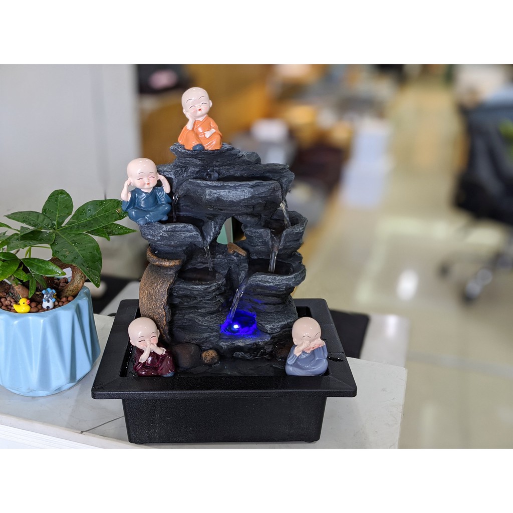 THÁC NƯỚC MINI ĐỂ BÀN – LU VỠ + 4 Chú Tiểu [BH 1 tháng] | BigBuy360 - bigbuy360.vn