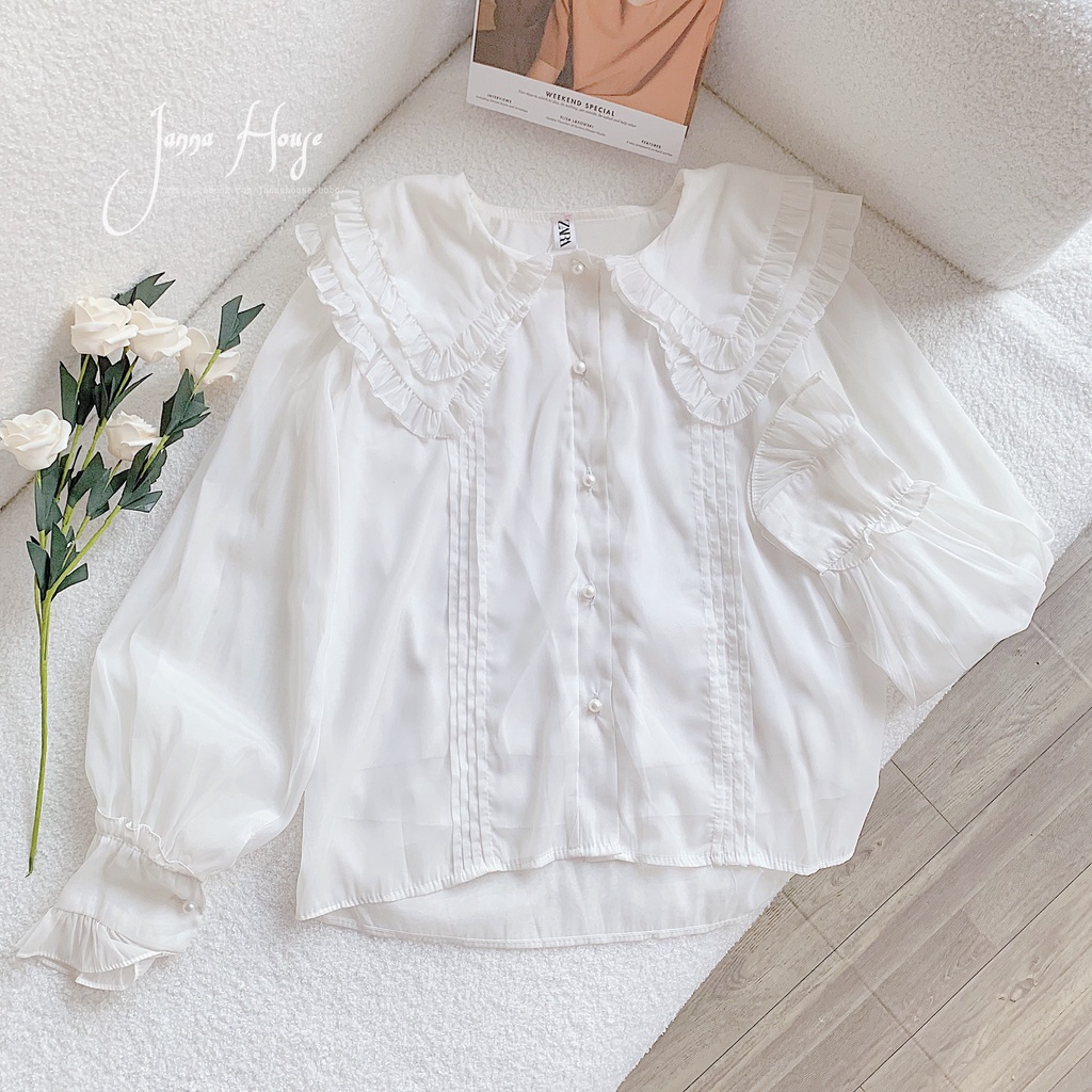 [Mã SKAMFSW175 giảm 10K đơn 50K] [ẢNH THẬT] - Áo sơ mi tiểu thư cổ ren hai lớp ulzzang - SM25 - jannahouse | BigBuy360 - bigbuy360.vn