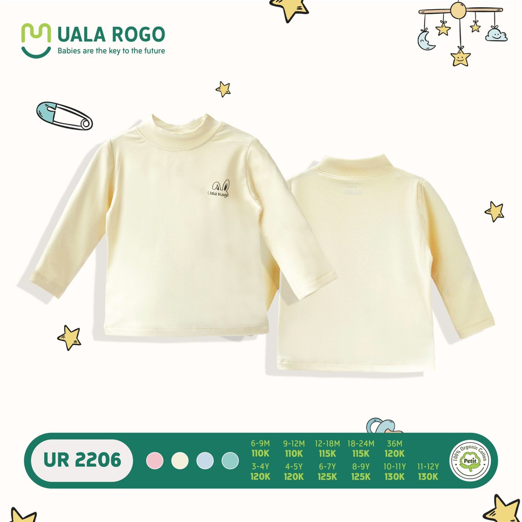 [Hàng chính hãng giảm giá] Áo cổ lọ giữ nhiệt chất petit siêu mềm mịn hãng UALA ROGO cho bé từ 6 tháng đến 12 tuổi