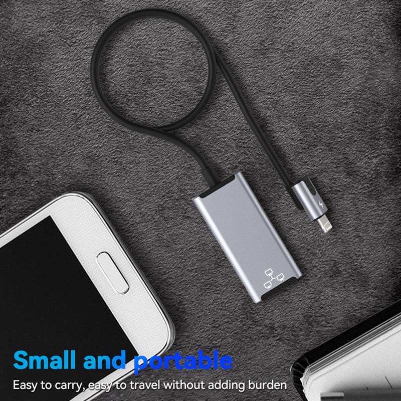 Adapter Chuyển Đổi 8-Pin Sang RJ45 PD20W 100Mbps Cho iPhone / iPad