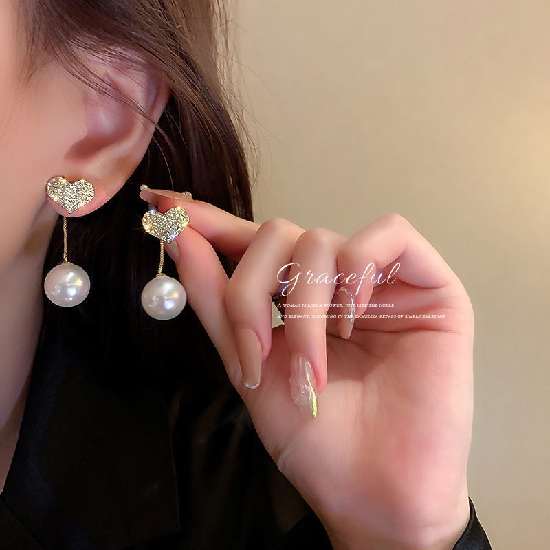 Khuyên Tai Bạc 925 Hình Trái Tim Phong Cách Hàn Quốc