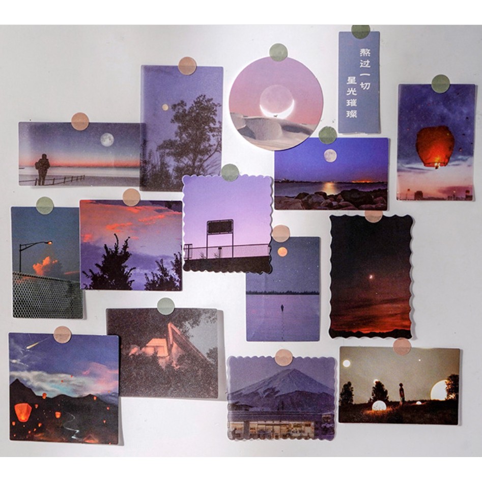 Túi 40 tấm giấy nền phong cảnh aesthetic trang trí sổ Maimao | BSB278