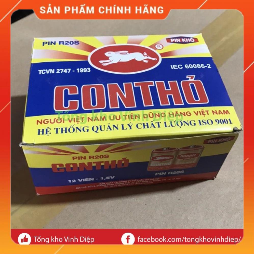 Hộp 12 viên pin đại Con Thỏ R20S - Hàng tốt