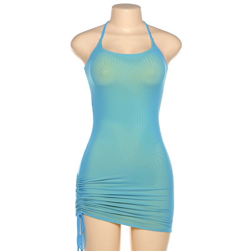 Đầm dây dáng ôm phối dây rút màu tương phản gợi cảm