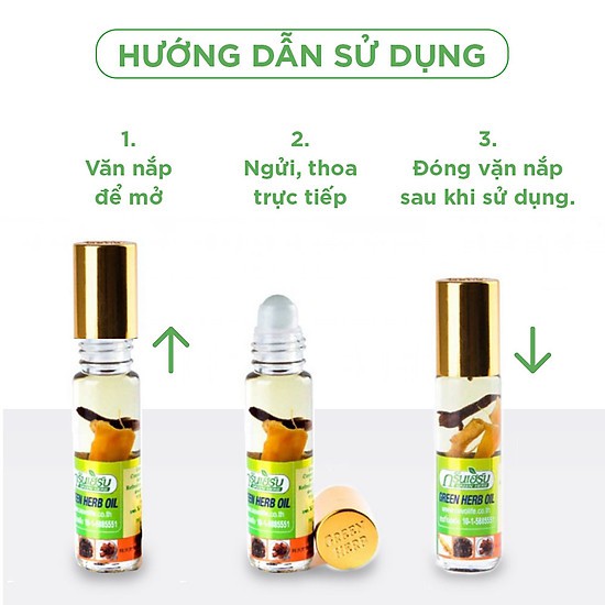 Chai Dầu Gió Nhân Sâm Green Herb Oil Thái Lan (8ml/chai)