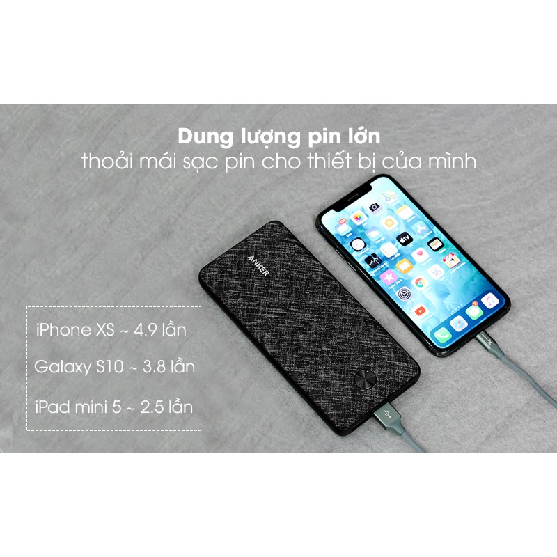 Pin sạc dự phòng Polymer 20.000mAh Type C Anker PowerCore Metro Essential A1268 Đen