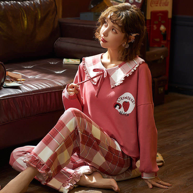 Cartoon Print Pajama Long Sleeves Top & Casual Sleepwear Terno for Girl | BigBuy360 - bigbuy360.vn