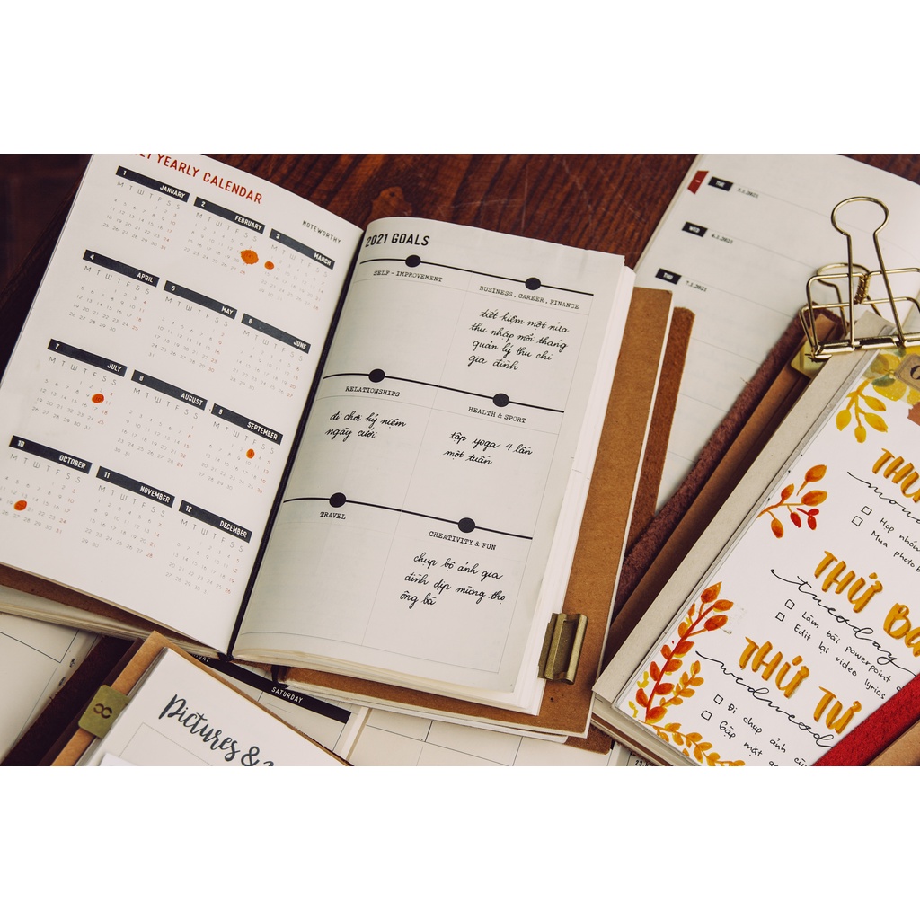 Sổ tay 2023 lập kế hoạch theo giờ 60 trang 11x20cm bìa mềm kỷ luật bản thân  - Noteworthy hourly planner