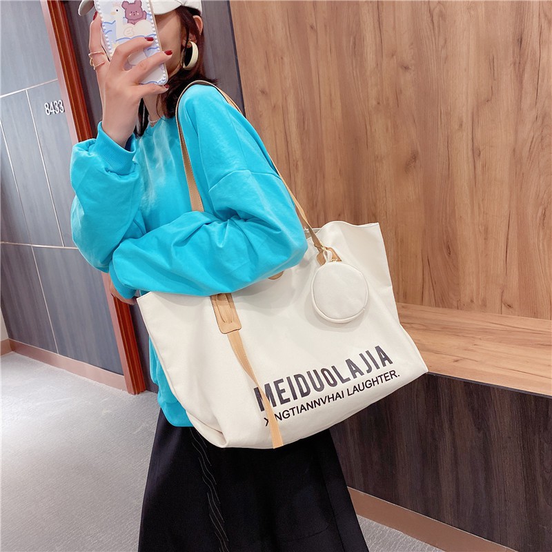 [Hot Trend Hè] Túi Tote Vải CANVAS Cỡ Lớn Big Size 2 Màu Kaki Đen Thời Trang Hè 2021 TOTE1-2