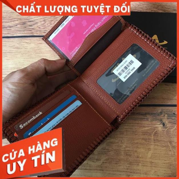 [ Da Cao Cấp 100% ] Bóp Da Cá Sấu Đan Viền - Ví Da Cá Sấu Đan Viền Cao Cấp Giá Rẻ