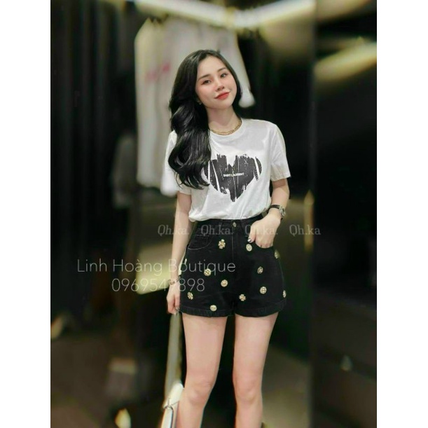 Quần sooc jean khuy hoa hàng QCL1