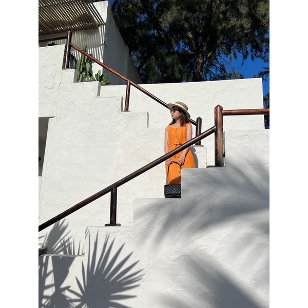 VÁY HAI DÂY DÁNG DÀI MÀU CAM ĐẸP - ROSIE LINEN