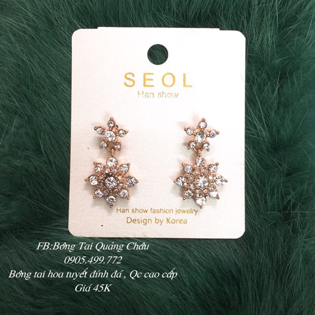 BÔNG TAI HOA TUYẾT ĐÍNH ĐÁ..HÀNG QC CAO CẤP..ẢNH THẬT SHOP CHỤP Ạ