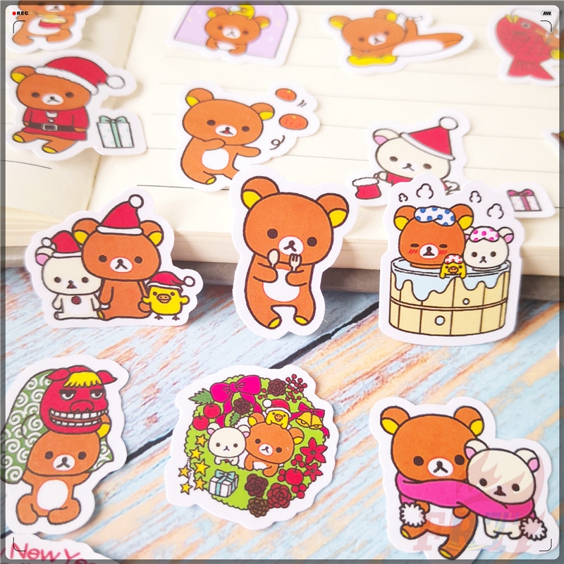 ❀ Rilakkuma Q-3 Happy Holidays Diary Manual Stickers ❀ 40Pcs/Set DIY Scrapbooks Decor Decals Stickers