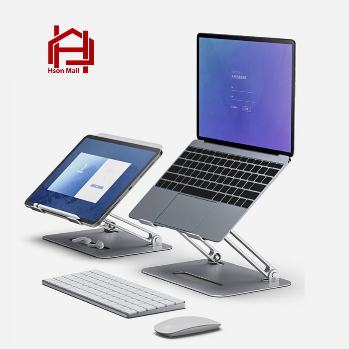 Giá đỡ tản nhiệt laptop macbook, kệ đỡ máy tính ipad nhôm cao cấp để bàn HSON chỉnh góc linh hoạt