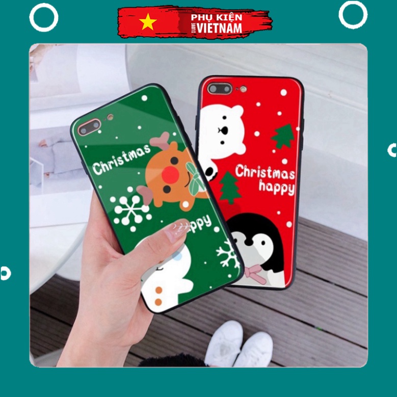 Ốp lưng iphone 6, 7, 8 Plus, X, XS, XR, XSMAX, 11, 11PRO, 11 PROMAX, 12, 13 PROMAX lễ noel xinh tươi BẰNG KÍNH PKVN