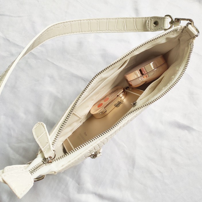 Túi Xách Đeo Vai Màu Đen Có Khóa Kéo Phong Cách Pháp Thời Trang Cho Nữ