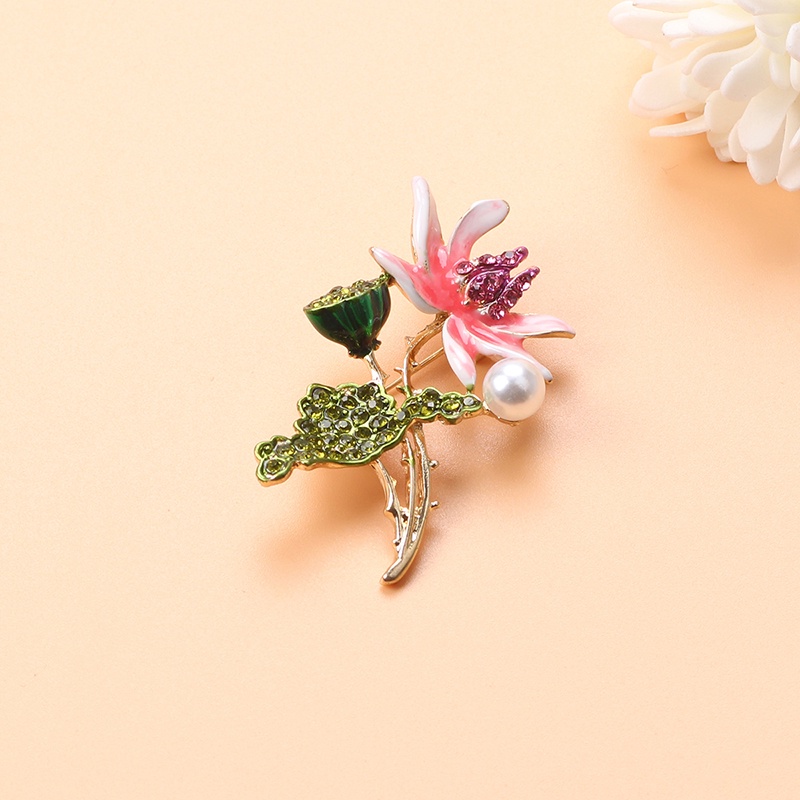 Vỏ và Ngọc trai Hoa Trâm cài Phụ nữ Thời trang Thanh lịch Trâm cài áo Màu đỏ Rhinestone Trang sức cưới Quà tặng chất lượng cao