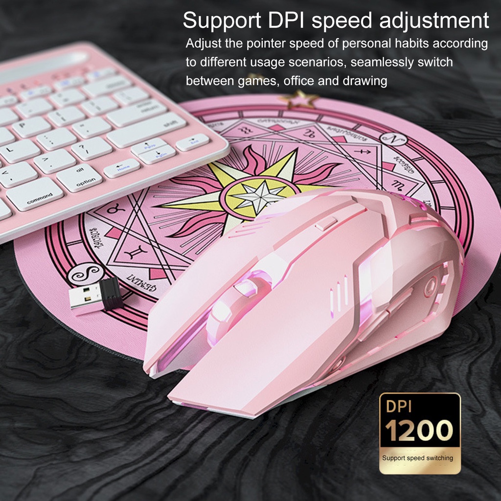 Chuột Không Dây Bluetooth 3 Chế Độ Sạc Usb Dễ Thương Cho Nữ