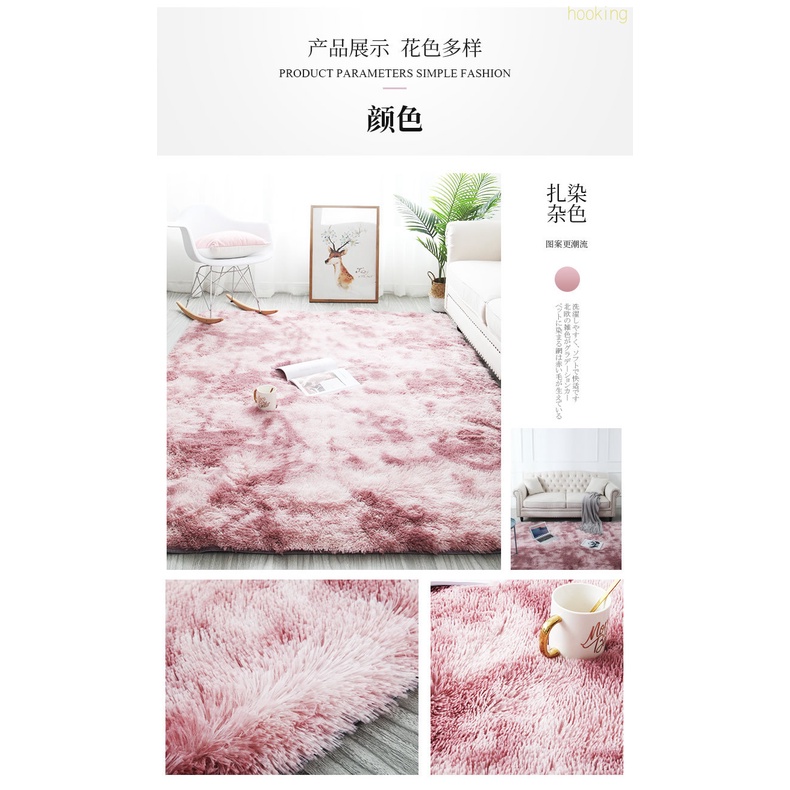 Thảm Lông Tròn Lớn Nhuộm Màu Gradient Lót Sàn Trang Trí Phòng Ngủ