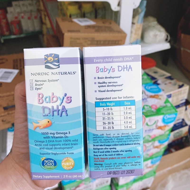 DHA omega-3 with Vitamin D3 Nordic Naturals cho bé 2-16kg 60ml