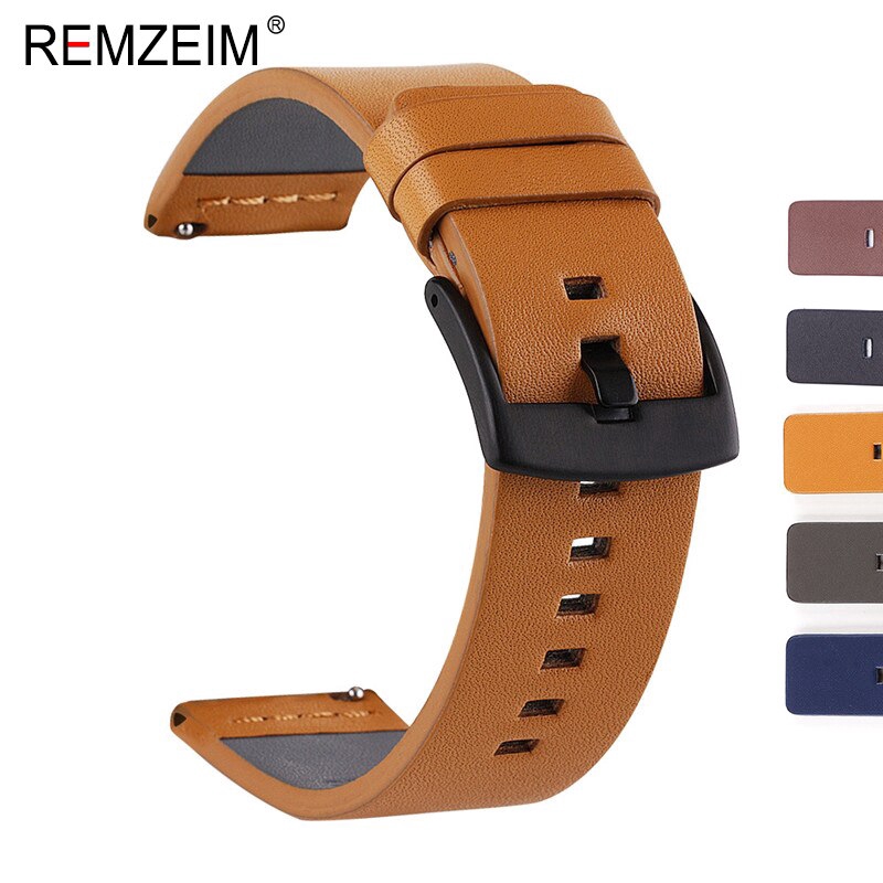 Dây Đeo Bằng Da 18 20 22 24mm Cho Đồng Hồ Thông Minh Samsung Galaxy Watch 42mm 46mm Amazfit Gtr Bip 40mm 44mm Gear Sport S2 S3