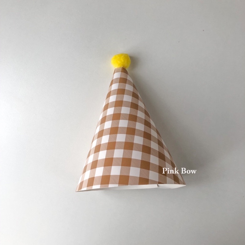 Nón giấy có quai đeo kiểu caro 2 màu ĐEN/NÂU