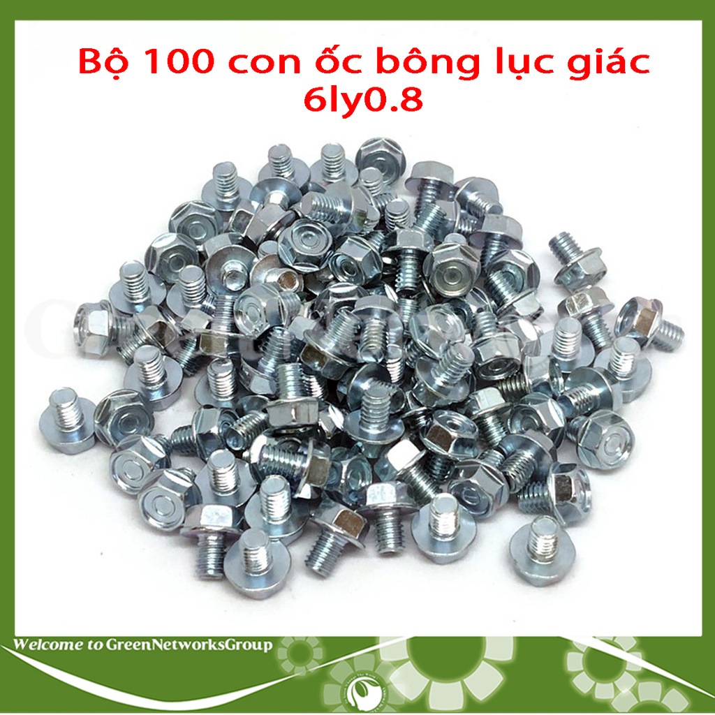 Bộ 100 ốc bông lục giác 6ly 0.8 Greennetworks
