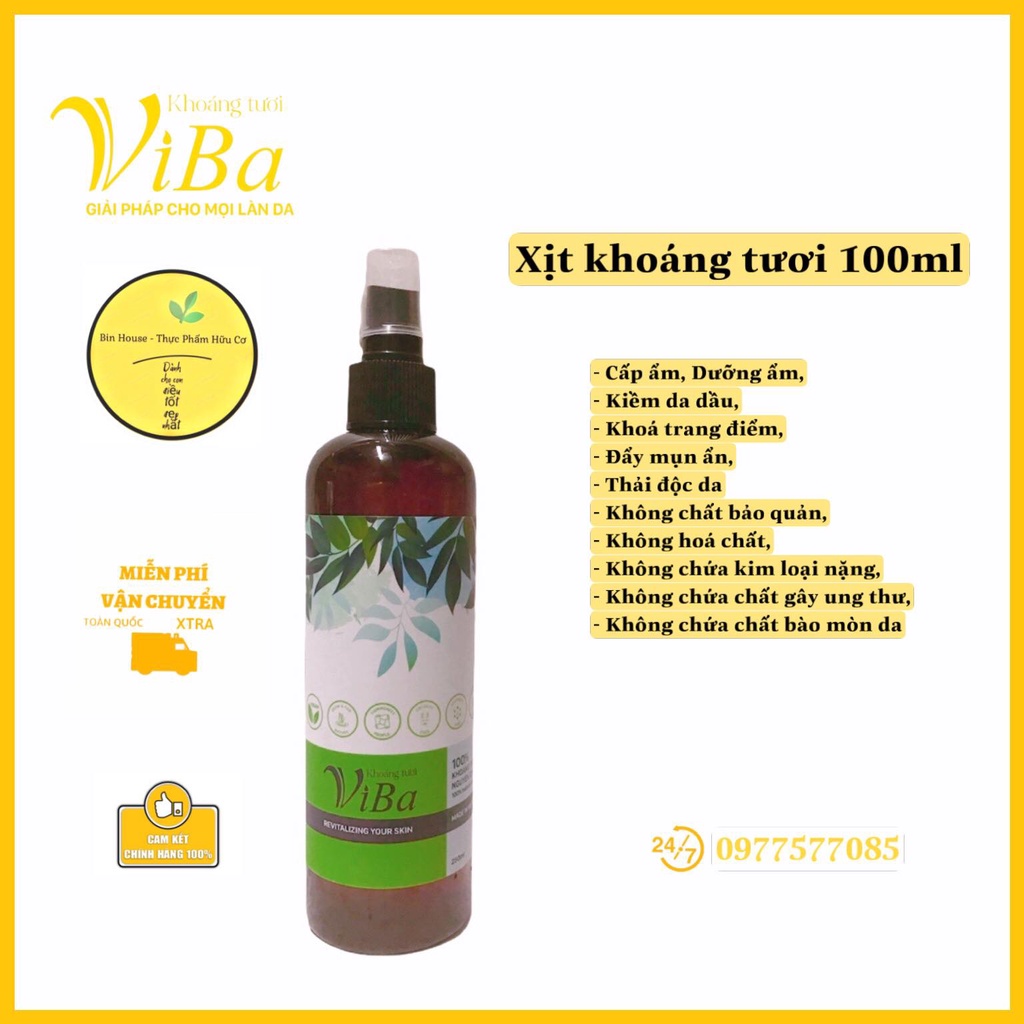 [VIBA] Xịt khoáng tươi nguyên chất 100ml Khoáng Tươi ViBa dưỡng ẩm, bù khoáng, khóa lớp trang điểm, kiềm dầu | BigBuy360 - bigbuy360.vn