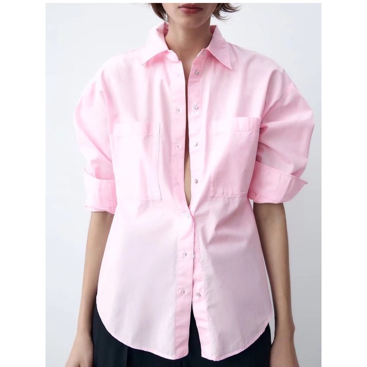 Zara Áo Sơ Mi Tay Dài Trang Trí Túi Xách Thời Trang Mùa Xuân Đơn Giản 2215320Áo Kiểu Thời Trang Thanh Lịch Cho Nữ