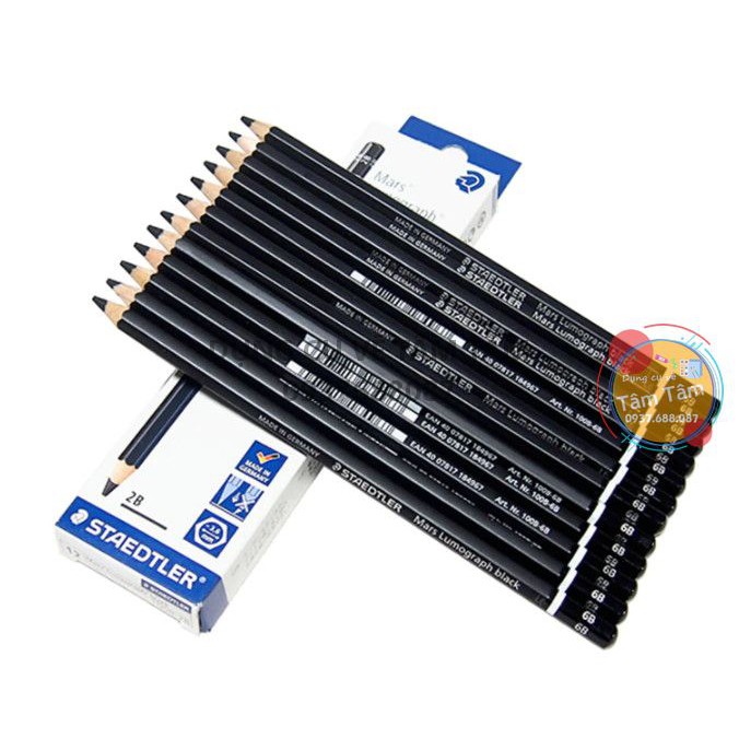 Chì Than Staedtler Mars Lumograph Black Cao Cấp 100B-Dụng cụ vẽ Tâm Tâm [SHIP HÀNG SAU 01/10/2021]