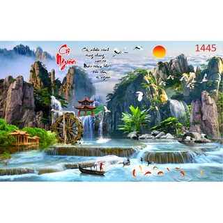 Tranh dán tường 3d sơn thuỷ hữu tình