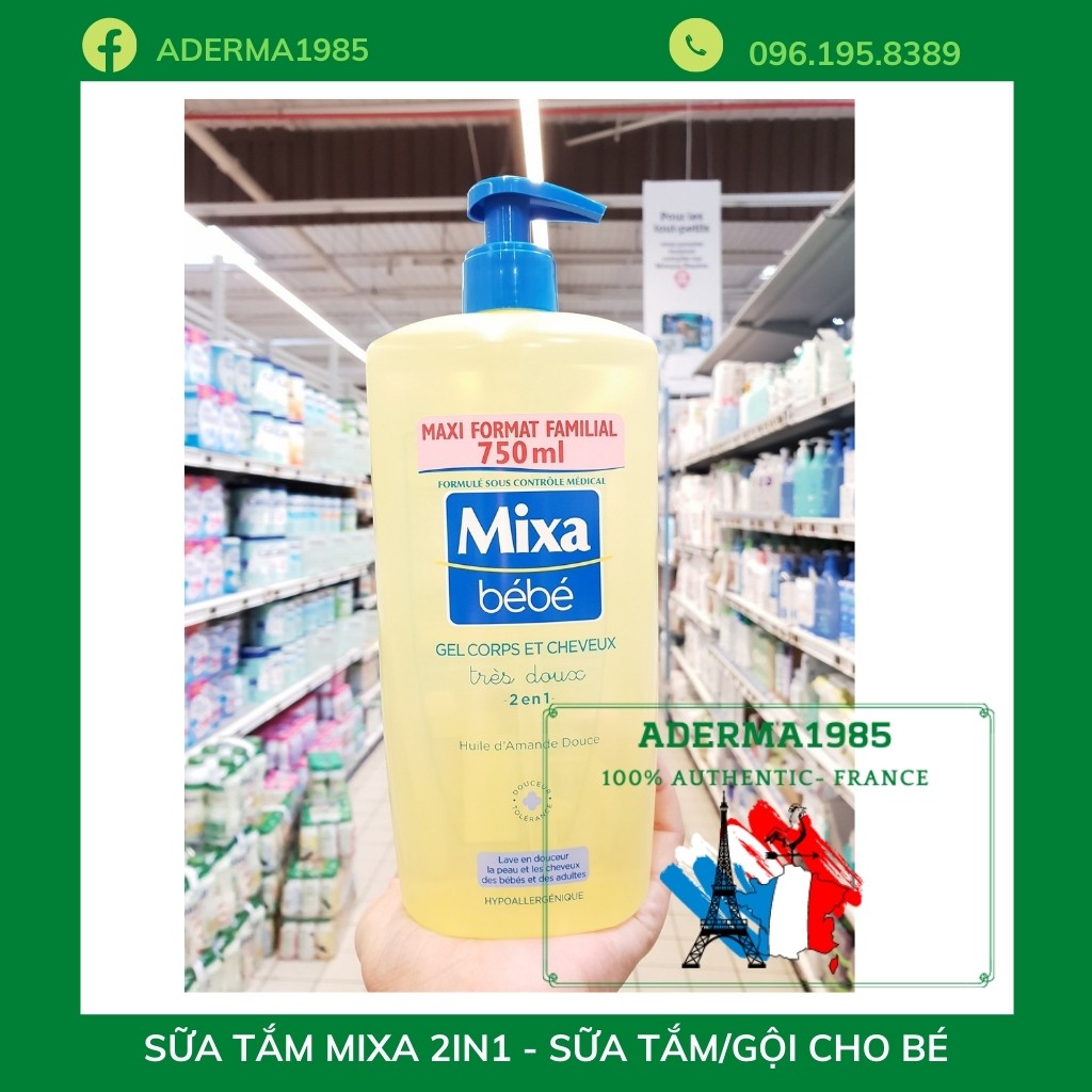 Sữa tắm Mixa bebe sữa tắm gội  2in1 Mixa bebe dành cho trẻ từ sơ sinh_Sữa Paris Aderma