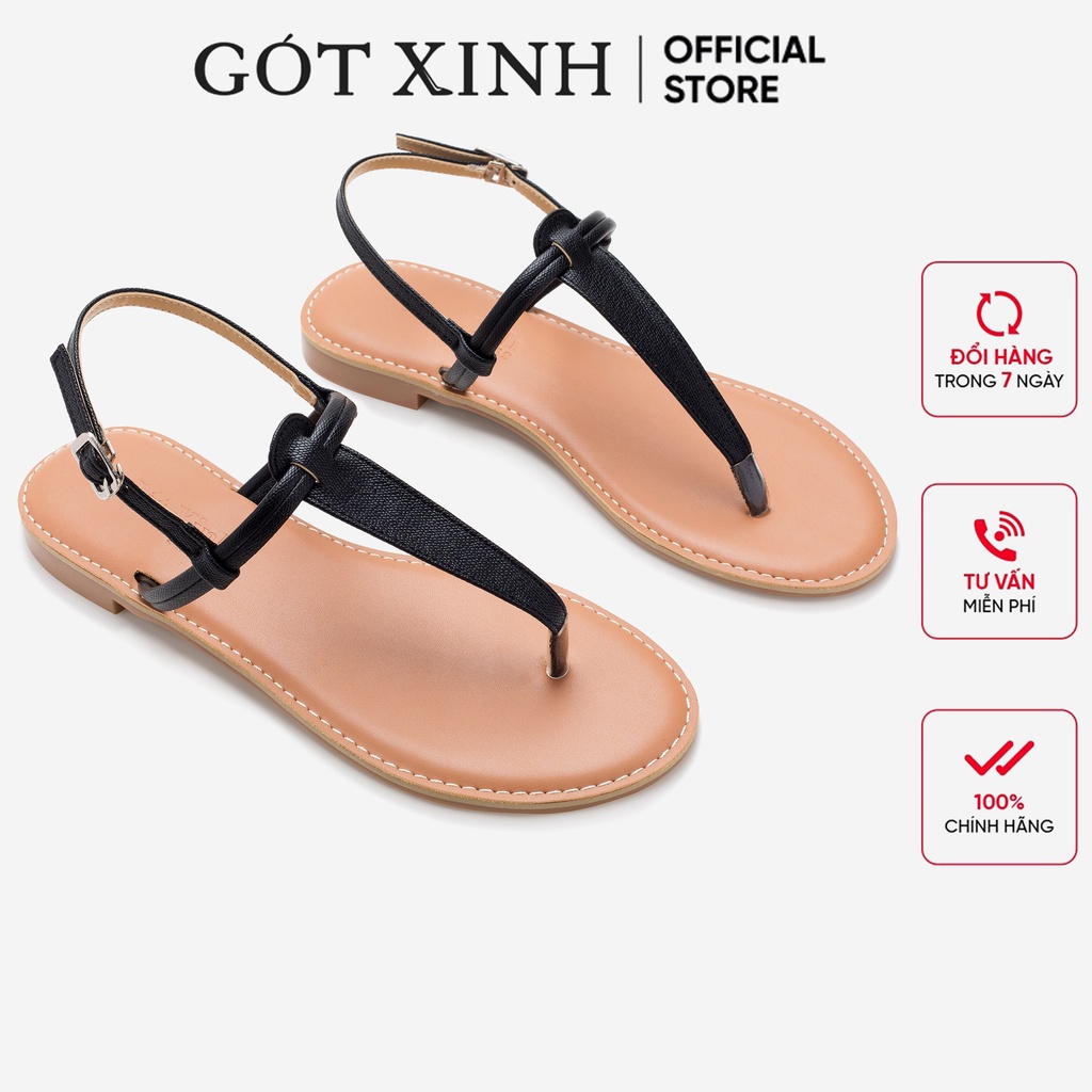 Giày sandal xỏ ngón nữ GÓT XINH SD5 da mềm đế bệt