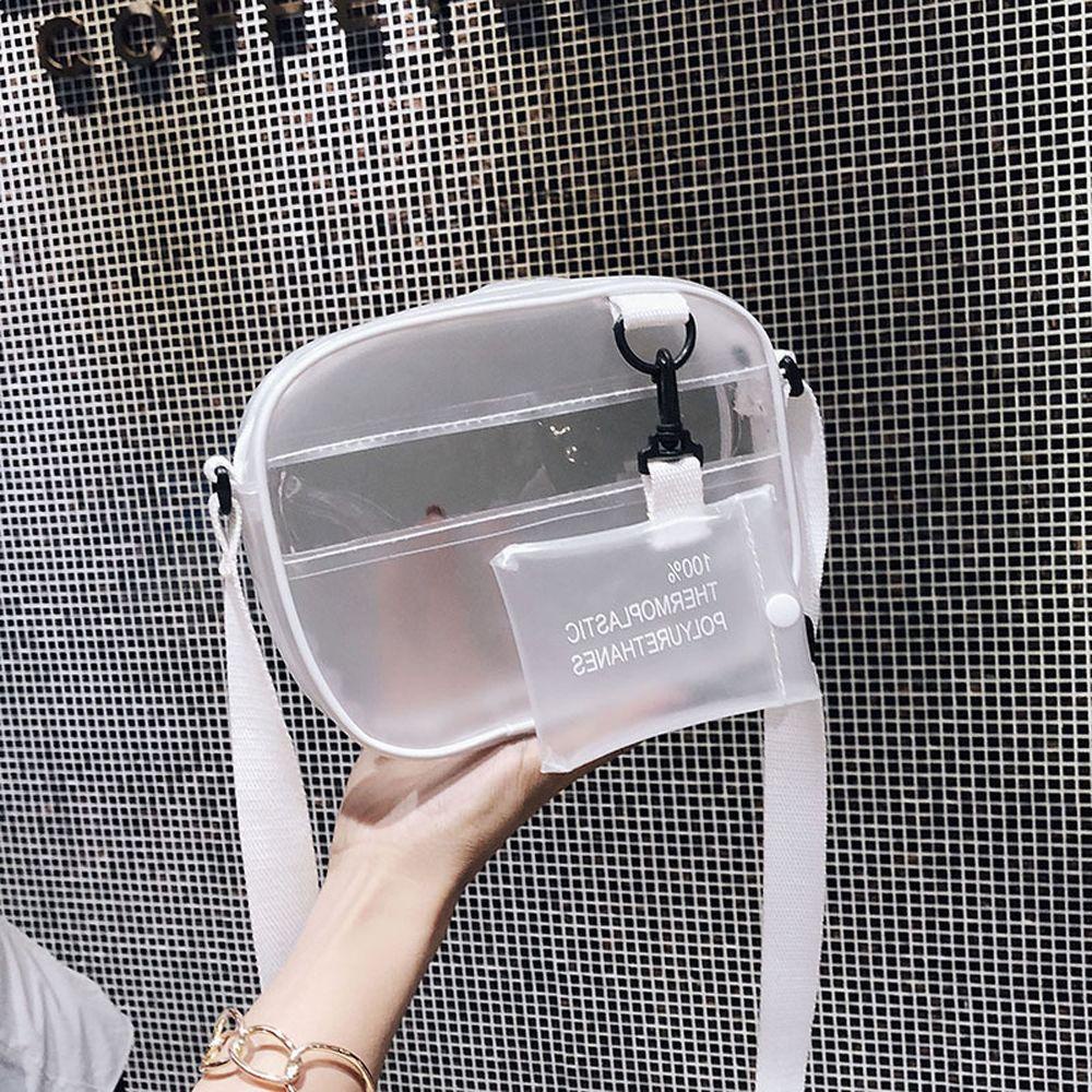 Túi Xách Đeo Vai Trong Suốt Có Ngăn Đựng Thẻ Và Dây Đeo Bản Rộng Thời Trang Cho Nữ