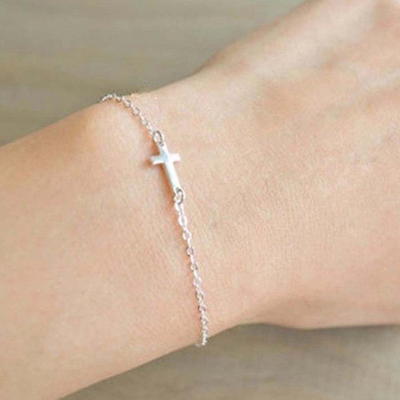 Vòng đeo tay mặt hình thánh giá bằng thép không gỉ thời trang