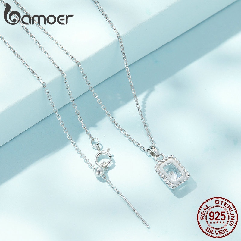 BAMOER Vòng cổ bạc 925 Đính Đá Quý Nhân Tạo Thời Trang