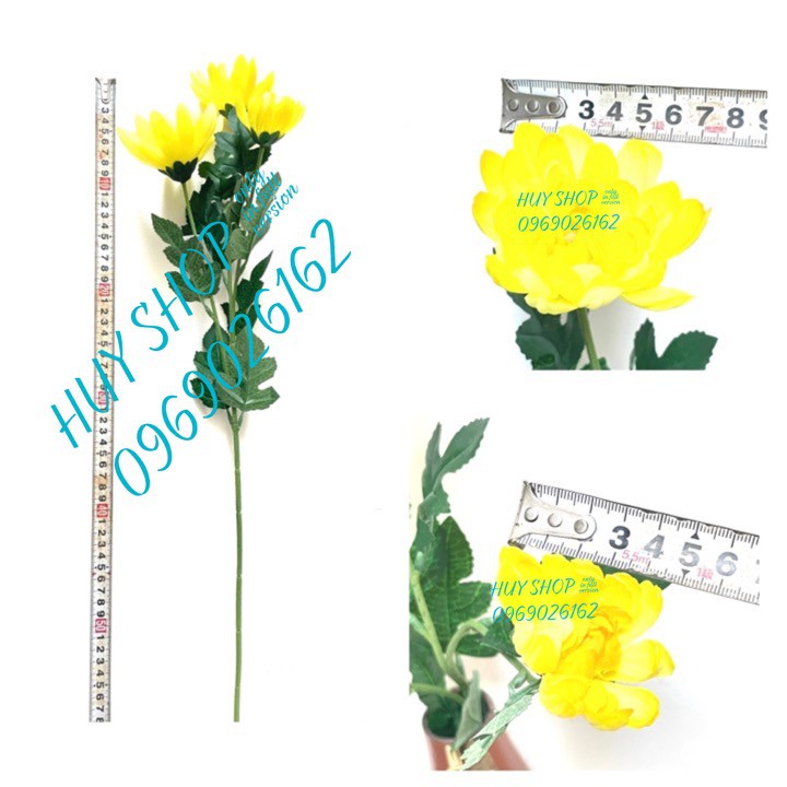 Hoa giả trang trí - Cành HOA CÚC 3 Bông  Vải cao cấp