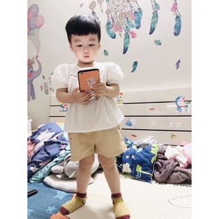 Set thô đũi quần nâu bé gái