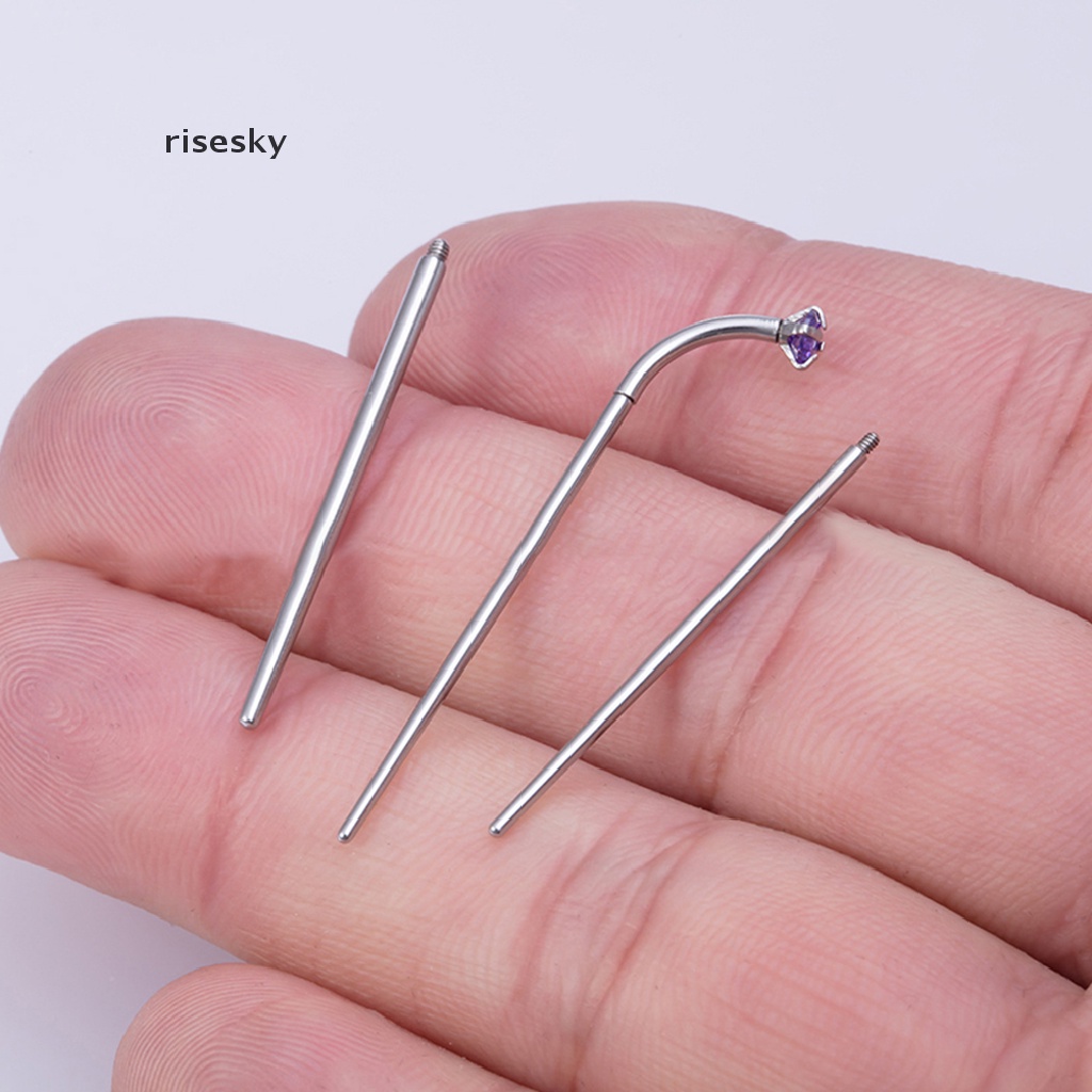 [risesky] Dụng Cụ Ghim Xỏ Khuyên Tai / Mũi / Môi Bằng Thép Phẫu Thuật ♨Trên đó