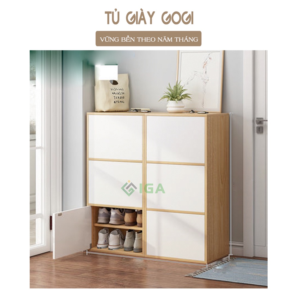 Tủ giày, tủ đa năng gỗ 3 tầng IGA thiết kế đơn giản tiết kiệm diện tích phong cách Nordic - GP146