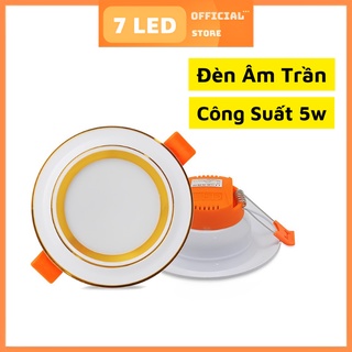 Đèn LED âm trần 3 chế độ màu 5w, trang trí trần nhà (viền vàng, bạc)