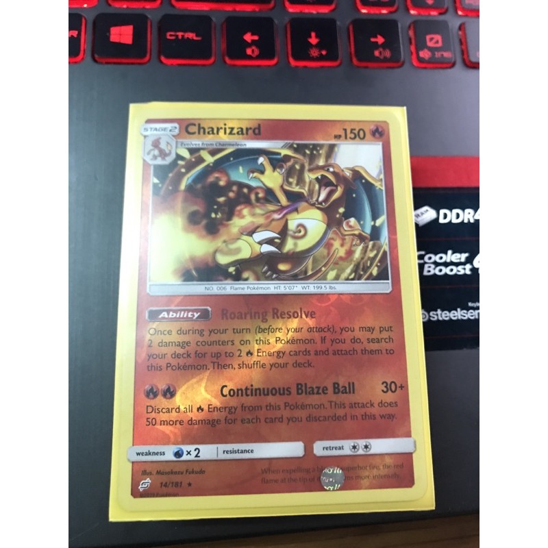 Combo bài Pokemon TCG chính hãng không trùng - Charizard Reversed Holo 14/181 SM Teamup