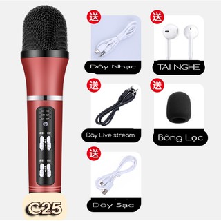 Micro Thu Âm C25 Tặng Kèm Giá Đỡ Micro 3 Chân