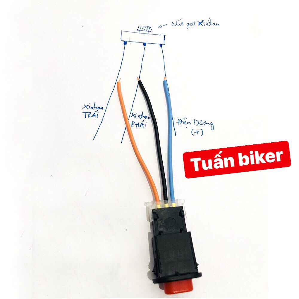 Công tắc 3 dây hazard dừng khẩn cấp nhấp nháy