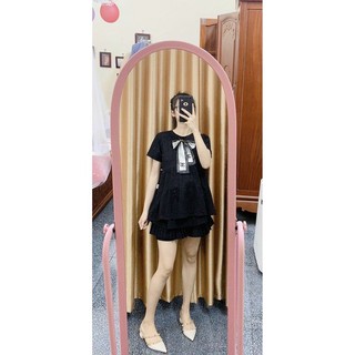 áo bầu côtông cổ nơ xinh