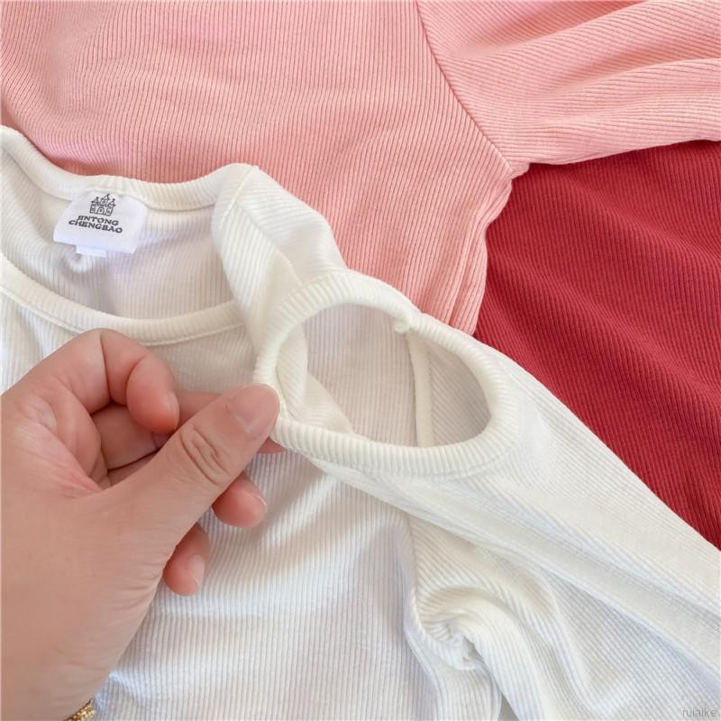 Áo Thun Cotton Tay Dài Cho Bé Gái 1-7 Tuổi