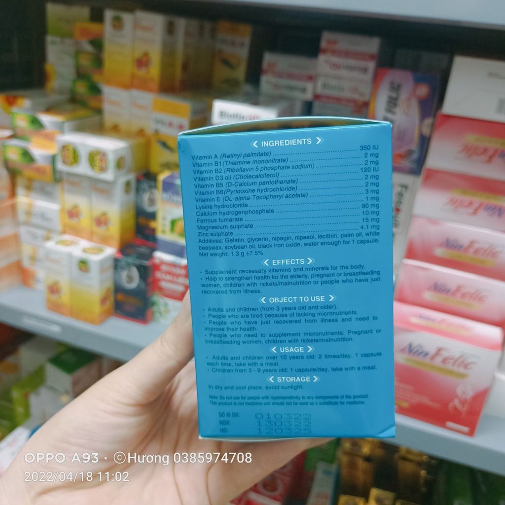 Multi Vitamin mineral bổ sung vitamin tổng hợp Phúc Vinh hộp 100 viên