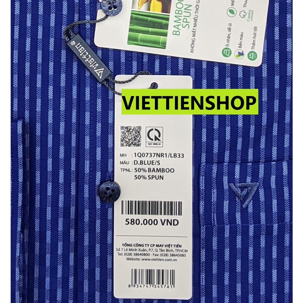 ÁO SƠ MI VIỆT TIẾN DÀI TAY VẢI TRE KẺ SỌC